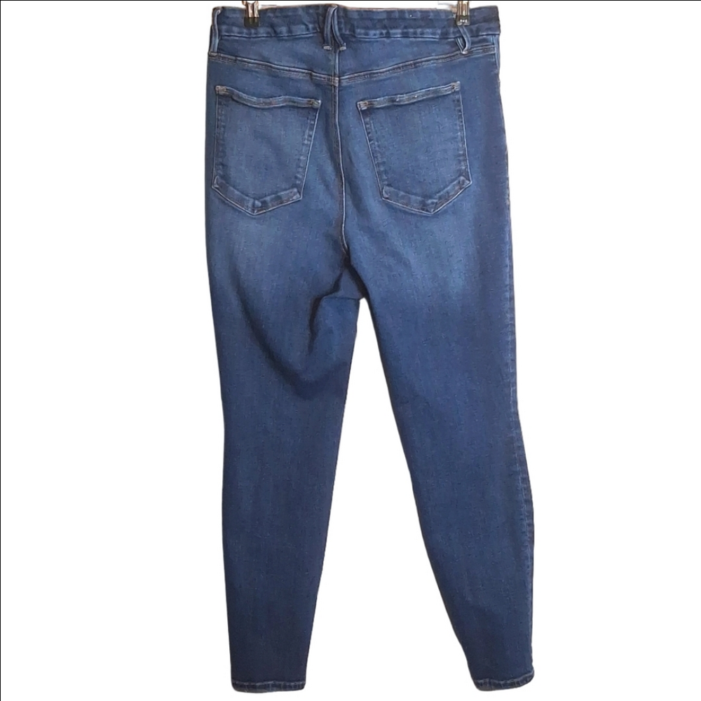 Good American Indigo Good Waist Asymmetrical Button Fly Skinny Jeans Size 16 - Picture 2 of 4